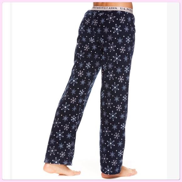 NWT  Black/Pink Snowflakes U.S. Polo Pajama Pants - Picture 3 of 11